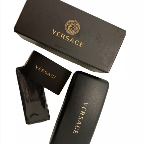 Versace Accessories - Versace Authentic Hard Sunglass Eyeglass Case Cleaning Cloth Black Leather
